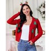 Coolmee Women's Cardigan Open Front Button Up Sweaters Long Sleeve Shrug Xmas Holiday Sweaters Cardigan - 2 of 4