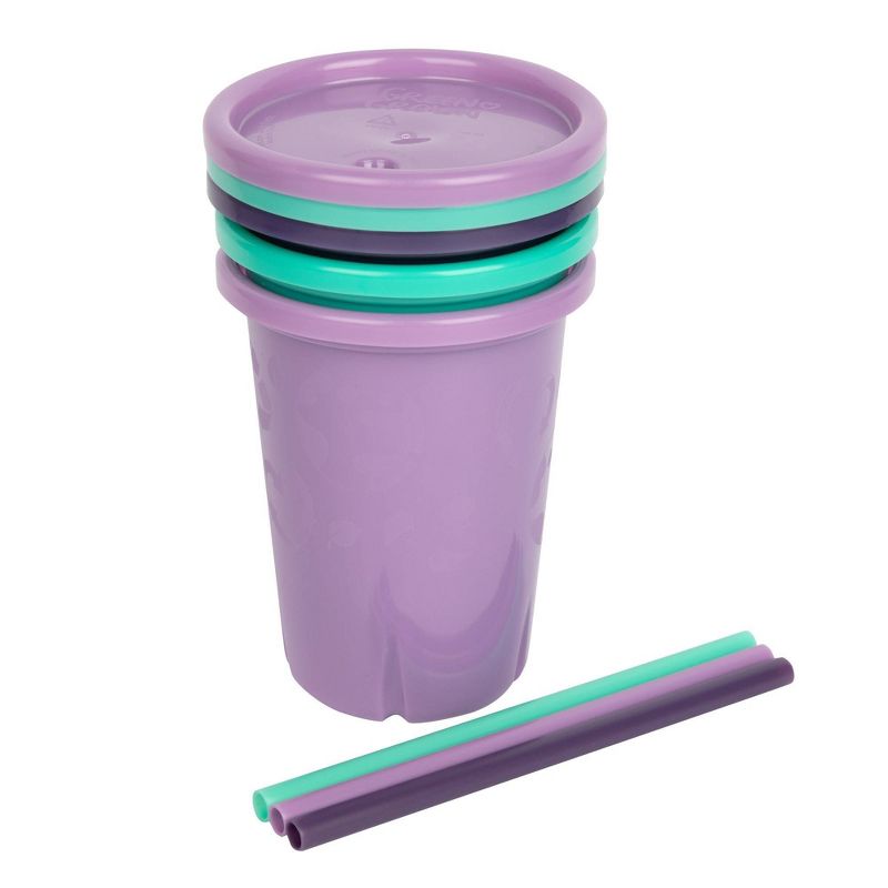 The First Years GreenGrown Reusable Spill-Proof Straw Toddler Cups - Purple/Teal - 3pk/10oz, 3 of 12