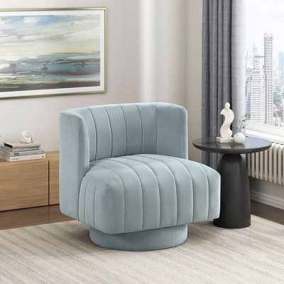 JUJABU Modern Swivel Accent Chair with Upholstered Fabric, Barrel Back, Comfortable Living Room Furniture