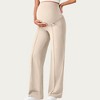 Anna-Kaci Women's Stretch Maternity Pants with Full Belly Panel and Front Seam Detailing for Support and Wide Leg Fit - 3 of 4