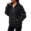 Clearlove Women's Thermal Fleece Lined Half Zip Pullover Stand Collar Relaxed Fit Sweatshirt with Functional Pockets Solid Color Casual Pullover - 2 of 3