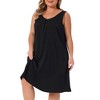 Women's Plus Size Satin Pleated Wide Strap V Neck Sleeveless Lounge Soft Midi Nightgowns - Agnes Orinda - 2 of 4