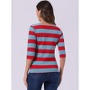 INSPIRE CHIC Women's Stripes Casual Basic Elbow Sleeves Boat Neck Slim Fit T-Shirts - 4 of 4
