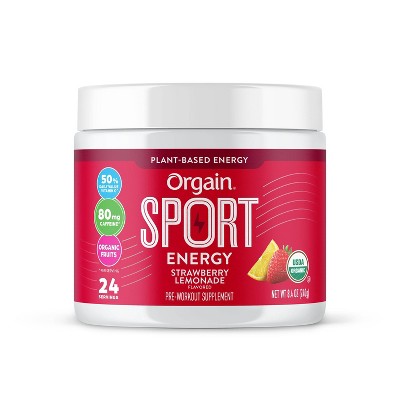 Orgain Organic Sport Energy Powder - Strawberry Lemonade - 8.4oz