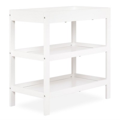White Pinewood Changing Table with Safety Strap and Shelves