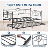 Metal Bed Frame Twin Size Trundle Daybed Heavy Duty Pull Out Sofa Bed with Headboard, Side Armrest ,Easy Assembly, for Living Room, Bedroom - 4 of 4