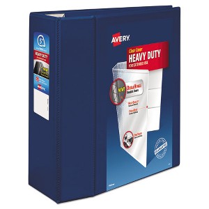 Avery Heavy-Duty View Binder with DuraHinge and Locking One Touch EZD Rings, 3 Rings, 5" Capacity, 11 x 8.5, Navy Blue - 1 of 4