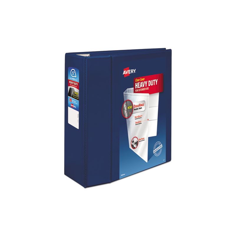 Avery Heavy-Duty View Binder with DuraHinge and Locking One Touch EZD Rings, 3 Rings, 5" Capacity, 11 x 8.5, Navy Blue, 1 of 8