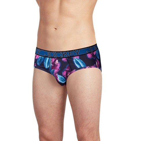 New Jockey Men's Blue Floral Active Ultra Soft Underwear Boxer Brief L