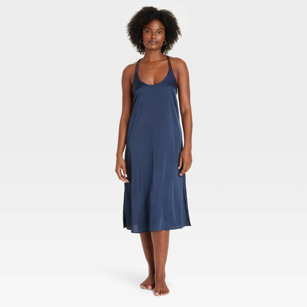 Women's Satin Chemise - Auden™ Navy Blue L