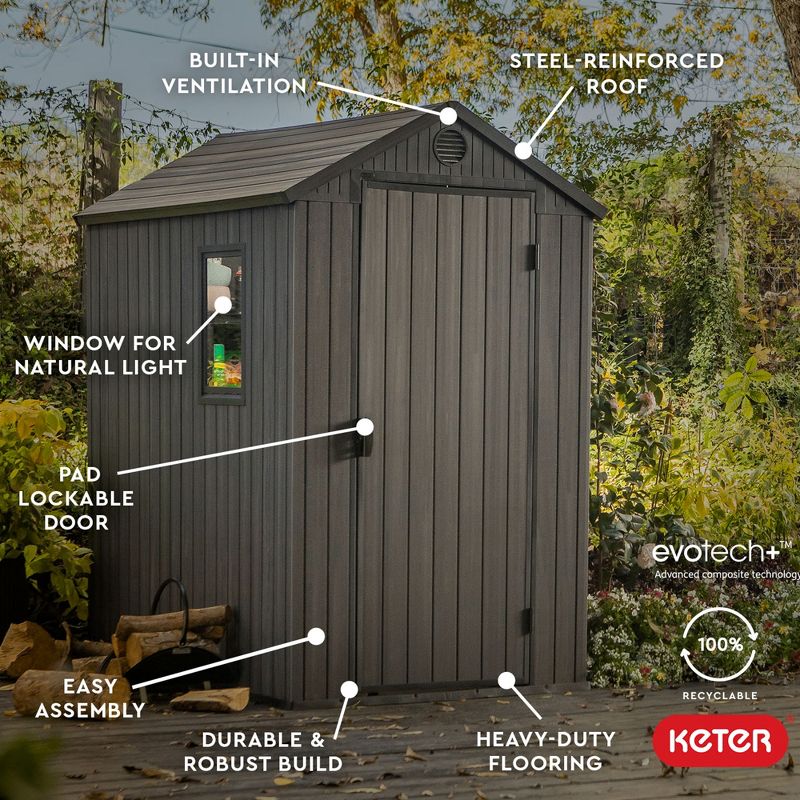 Keter Darwin Spacious Heavy Duty Organizing Storage Shed, 3 of 7