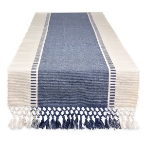 Design Imports  Ribbed Dobby Stripe Table Runner, French Blue, 13X108" - 1 of 4