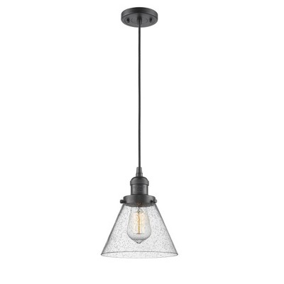 Cone - 1 Light Cord Hung Mini Pendant In Industrial Style-10 Inches Tall and 8 Inches Wide