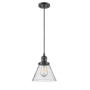 Cone - 1 Light Cord Hung Mini Pendant In Industrial Style-10 Inches Tall and 8 Inches Wide - 1 of 1