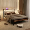 Costway Full/Queen/King Size Bed Frame w/Charging Station, Metal Platform Bed w/Upholstered Headboard - 3 of 4
