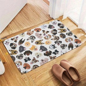 Funny Dog Head Bathroom Rugs Winter Bath Mat Absorbent Non Slip Bathroom Mat Christmas Soft Floor Carpet 16x20 Inches - 1 of 1