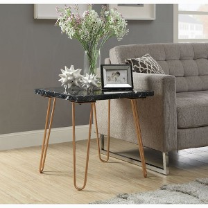 22" Square End Table with Marble Top and Metal Tube Legs for Luxury Living Room - 1 of 4