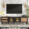CAVINAS Farmhouse Stand for 75"TV with Storage,Media TV Stand and Console with Solid Wood Legs,TV Cabinet for Living Room,Natural+Brown - 2 of 4
