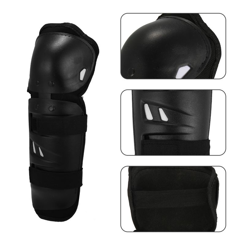 Unique Bargains Roundhead Motorcycle Knee Elbow Pads Motorcycle Knee Guards with Adjustable Strap for Adults Black 4 Pcs, 3 of 8