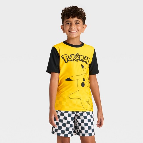 Pokemon Boys' Pokemon Rash Guard Top - Yellow S