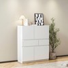 MDF Wooden Storage Cabinet dressers with 4 Doors and 2 Drawers, Spacious Storage and Versatile Use - 3 of 4