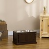 PawHut Elevated Dog Bowls for Large Dogs, Raised Dog Bowls with Storage, Two Stainless Steel Bowls, Pet Feeder Station for Indoor Use, Coffee - 2 of 4