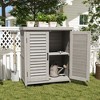 PAGED Outdoor Potting Bench with Storage Cabinet & Metal Table Top, Hemlock Wood Outdoor Storage Cabinet with Screen Door, Garden Potting Table - 3 of 4