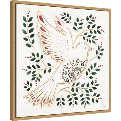 Holiday Sparkle VIII Christmas Canvas Print with Maple Frame