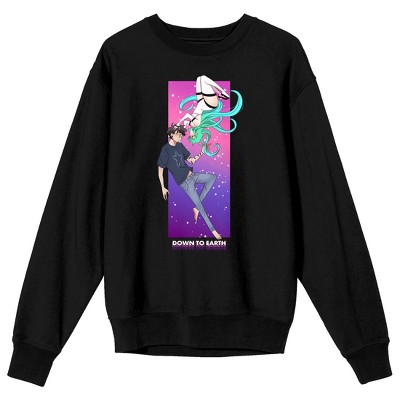 Down To Earth Zaida And Kade Upside Down Men's Black Crew Neck Sweatshirt