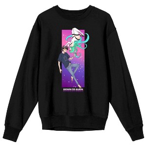 Down to Earth Zaida and Kade upside down on Black Long Sleeve Adult crew neck - 1 of 3