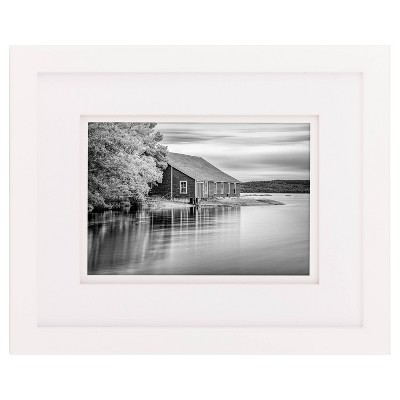 8x10 White Wood Picture Frame with Double Mat