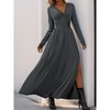Clearlove Women's  2025 Long Sleeve Dress Lace V Neck High Waist Slit Ruched Elegant Formal Maxi Dress - 4 of 4