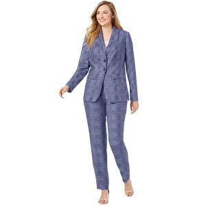 Jessica London Women's Plus Size 2-Piece Stretch Crepe Single-Breasted Pantsuit - 1 of 4