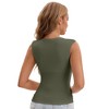 INSPIRE CHIC Women's U-Neck Tank with Built-In Bras Ribbed Wide Straps Undershirt - 2 of 4