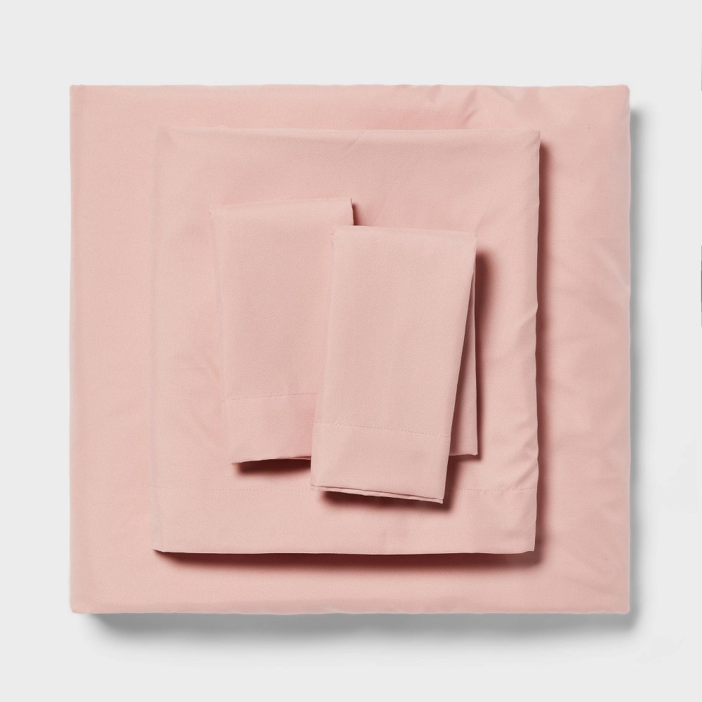 Photos - Bed Linen Twin/Twin XL Microfiber Sheet Set Pink Metal - Room Essentials™: Polyester