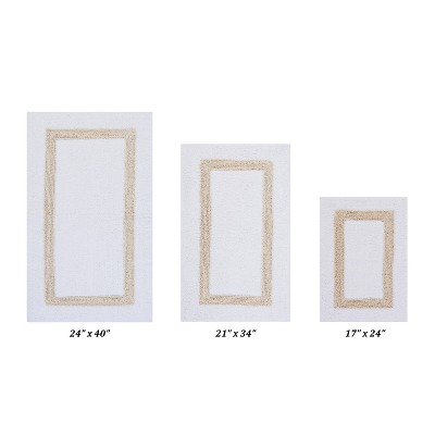 Hotel 3 PC Bath Rug 100% Premium Cotton Tufted Weave Two Tone Reversible Bathroom Rug, Super Soft Absorbent, Machine Washable Bath Mat