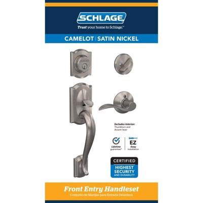 Schlage FBE Series Accent-Camelot Satin Nickel Single-Cylinder