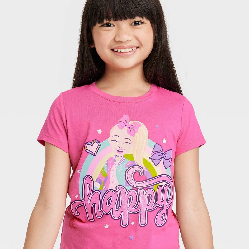 Girls' JoJo Siwa 'Happy' Short Sleeve Graphic T-Shirt - Pink, 2 of 4