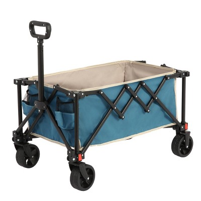 YONWAY Folding Wagon Cart with All Terrain Wheels and Adjustable Handle,Outdoor Utility Wagon for Camping Shopping Sports Fishing