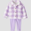 Carter's Just One You® Baby Girls' 3pc Plaid Sweatshirt with Long Sleeve Bodysuit and Leggings Set - Purple - 2 of 4