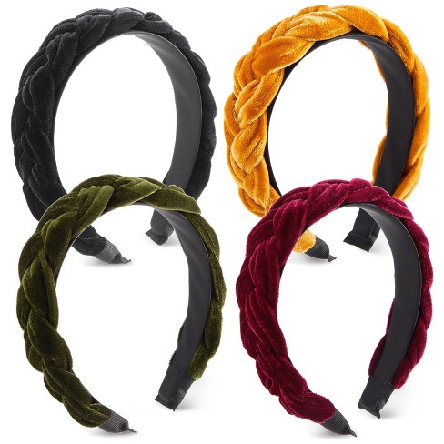 Glamlily 4 Pack Velvet Braided Headbands For Women, Wide, Non-slip Padded  Hair Accessories (4 Colors) : Target
