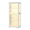Vlsrka Glass Door Display Cabinet with Adjustable Shelves, LED Lights & Motion Sensor Bookcase for Toys and Books, White - 2 of 4