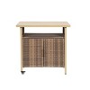 Outdoor Wicker Bar Cart, Bar Cart Outdoor With Wheels , Rolling Rattan Beverage Bar Counter Table Glass Top-Cuddlewood - 2 of 4