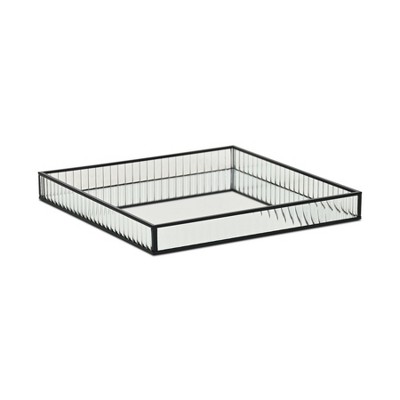 Cheung's Veldra Black Square Fluted Glass Tray - Large