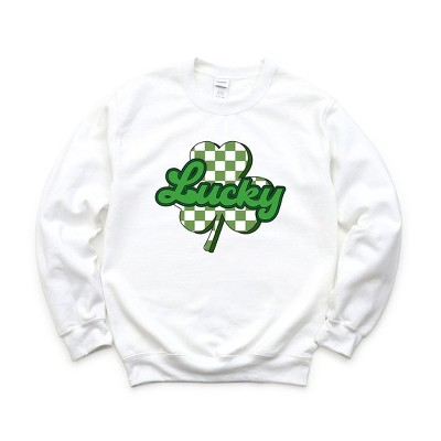 Simply Sage Market Women's Graphic Sweatshirt Lucky Cursive Shamrock