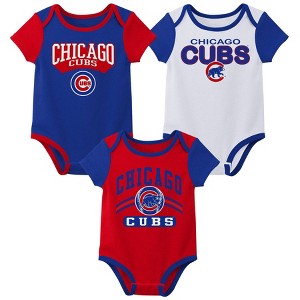 MLB Chicago Cubs Infant Boys' 3pk White Bodysuit - 1 of 4