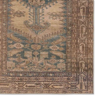 Reeves Vintage Medallion 3' x 26' Blue Synthetic Area Rug
