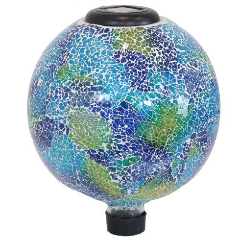 4 Outdoor Garden Decor Color Mosaic Glass Pot Globe Ball Landscape LED Light 