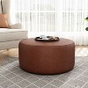 Okak Modern Round/Square Ottoman Coffee Table with PU Leather/Fabric Surface,Multi-Functional Small Footrest for Bedroom,Entryway - 2 of 4