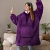 PAVILIA Faux Shearling Wearable Blanket Hoodie, Cozy Oversized Hooded Sweatshirt Adults, Warm Fleece Big Pocket - 3 of 4